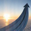 Abstract representation of excellence with a rising arrow